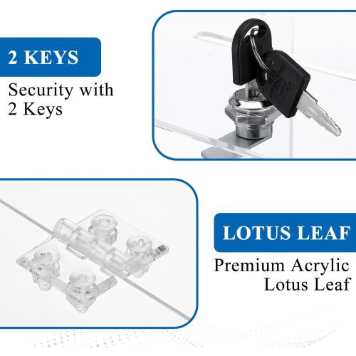 Acrylic Donation Raffle Box with Slot & Lock, Large Clear Ballot Offering Suggestion Ticket Holder for Fundraising Drawing Storage Container Tip Jar Voting Charity (9.8 x 9.8 x 9.8 Inch, Clear)