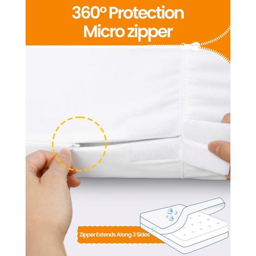 Zippered Queen Mattress Protector Waterproof Cover 60x80 Fits 6-9 inch Depth, Ptsuker Fully Encased Encasement Liquid Proof Urine Pee Protection