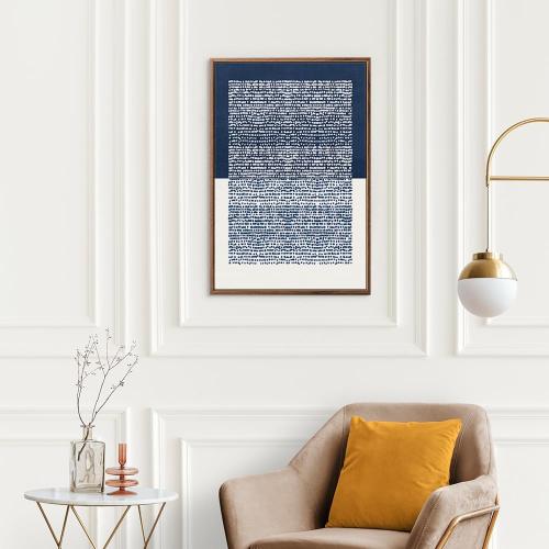 TOARTi Framed Canvas Blue White Abstract Illustration Wall Art (Set of 3, 16x24 inches) Boho Mid Century Modern Art Print, Neutral Minimalist Wall Decor for Living Room Bedroom Home Office