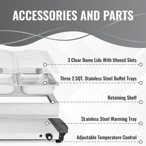 Alpha Living 3x2.5 QT Food Warmers for Parties Buffet Servers and Warmers – Premium Catering Supplies Buffet Display – Stainless Steel Electric Food Warmers with Temperature Control