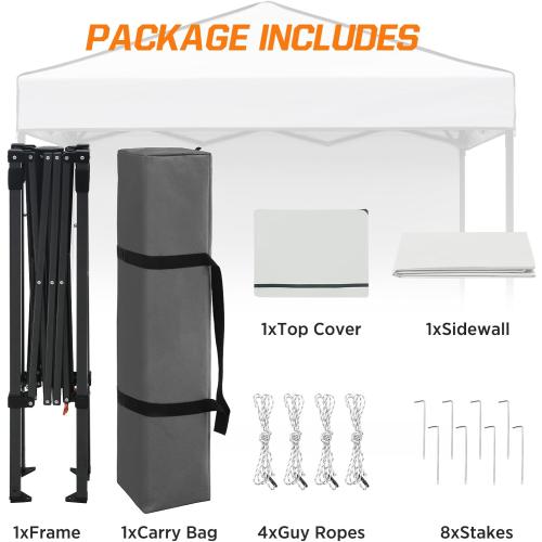 COOS BAY 6x4 Pop Up Canopy Tent with Removable Side Wall, Easy Setup Lightweight Portable Sun Shelter for Beach, Camping & Small Spaces, White