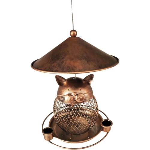 Outdoor Cat-Shaped Squirrel-Proof Metal Bird Feeder - Hanging Decoration for Garden & Yard - Wild Bird Feeding Station