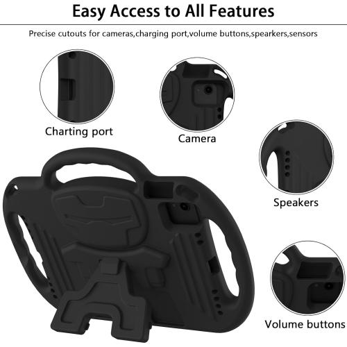 LTROP Kids Case for iPad 11th Generation (A16) 2025 / 10th Generation(10.9 Inch, 2022) with Shoulder Strap, Durable Light Weight Handle Stand Child-Proof Bumper Case for iPad 11th/10th Gen, Black