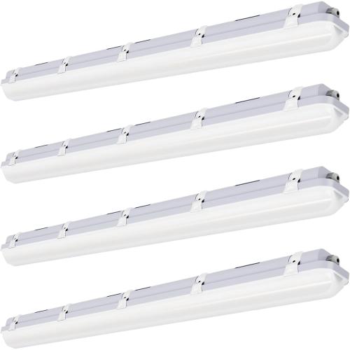 JTT 4FT LED Vapor Tight Light, 60W/50W/40W IP65 Waterproof LED Outdoor Indoor Shop Light 6000K/5000K/4000K CCT, Vapor Proof Fixture for Garage Shop Basement Barn Car-Wash, 4-Pack ETL Listed