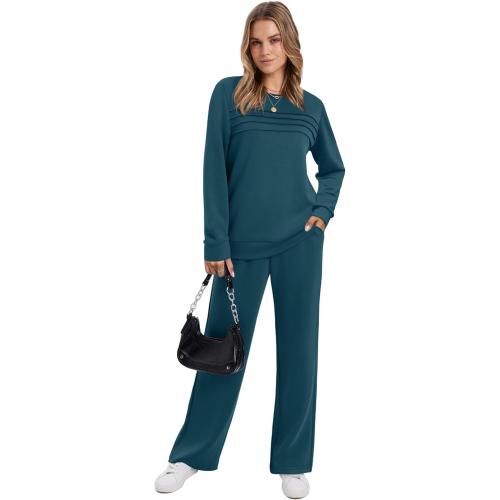 WIHOLL Women's 2 Piece Sets Sweatshirt Casual Travel Outfits Lounge Wide Leg Tracksuit Cozy Sweatsuits Fashion 2026