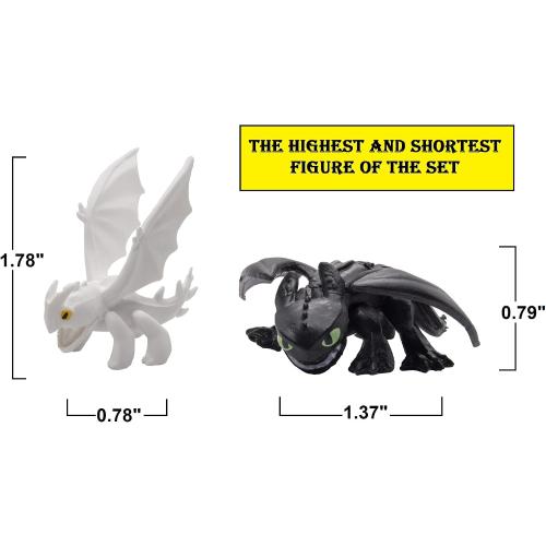 Toysvill How to Train Your Dragon Mini Figures Set, 12 Piece Multicolor Plastic Dragons, Cake Toppers Collection for Birthday Party Decorations, 1.78 Inch