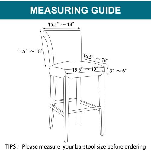Turquoize Stretch Bar Stool Cover Counter Stool Pub Chair Slipcover for Dining Room Cafe Barstool Slipcover Removable Furniture Chair Seat Cover Jacquard Fabric with Elastic Bottom Set of 4, Natural