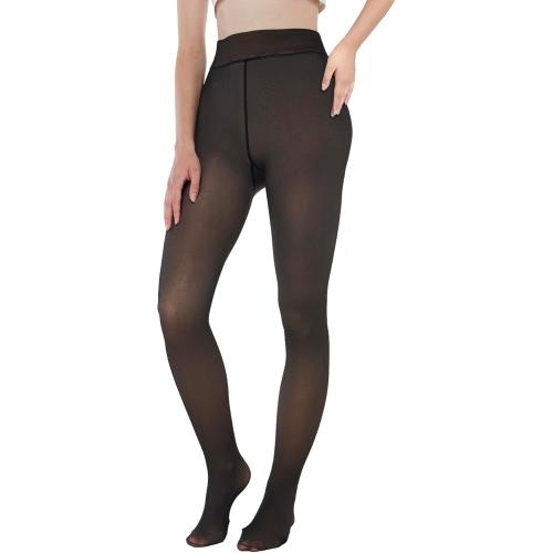 Size  M ...EXQUISLIFE Fleece Lined Tights Sheer Women - Fake Translucent Warm Pantyhose Leggings Sheer Thick Tights, for Winter