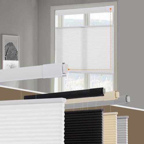 Persilux No Tools No Drill Light Filtering Cellular Shades for Windows Cordless Top Down Bottom Up Honeycomb Blinds,Easy to Install Cellular Blinds for Indoor Windows, White, 31 W x 64 H