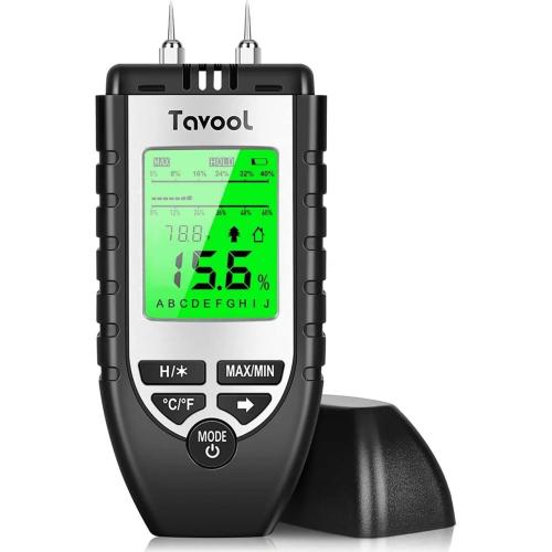 Wood Moisture Meter - Digital Moisture Detector Moisture Tester, Pin-Type Water Leak Detector Damp Tester Dampness Meter for Wood Building Material Firewood Walls Paper Floor (Sliver)