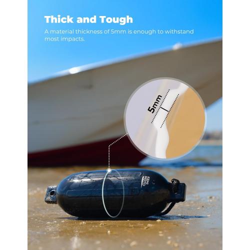 KEMIMOTO Boat Fenders Boat Bumpers for 15-35ft Boat, 4 Pack Inflatable Boat Fenders Bumpers with 4 Ropes, Boat Bumpers for Docking, Fit for Pontoon Boat Bass Boat and Jon Boat