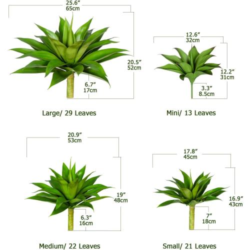 Artificial Agave Plants,Large UV Resistant Fake Agave Planters for Indoor and Outdoor Decorating Artificial Plants for Outdoors Fake Plants (2Pack, 18