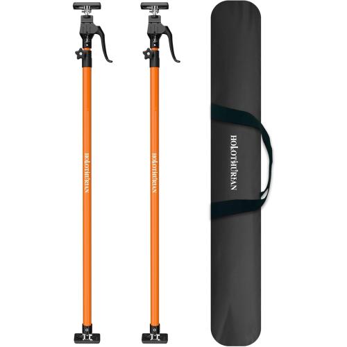 Black & Orange 2 pack HOLOTHURIAN Cabinet Jack Support Pole, 49.2-114.2 inches Third Hand Tools Adjustable Support Pole, 3rd Hand Support System for Upper Cabinet Installation, 154 LB Capacity, 2-Pack
