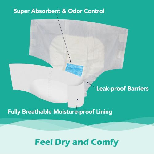 SUNKISS TrustPlus Adult Diapers with Maximum Absorbency, Unisex Disposable Incontinence Briefs with Tabs for Men and Women, Odor Control, XLarge, 60 Count (4 Packs of 15)