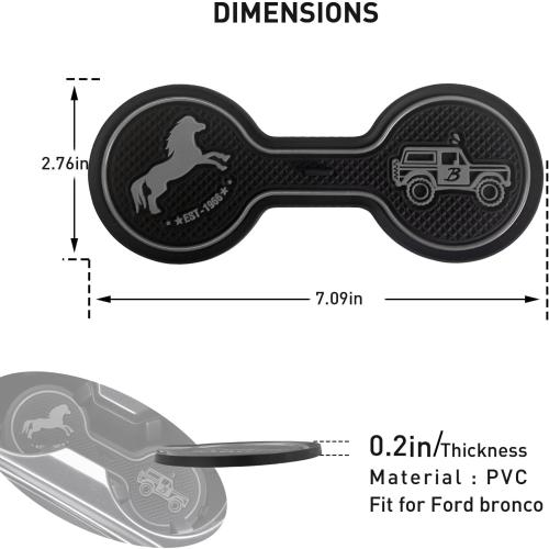 Car Cup Holder Coaster Compatible with Ford Bronco Offroad 2021-2025, Silicone Car Decorative Water Coaser, Bronco Car Accessories (Grey)
