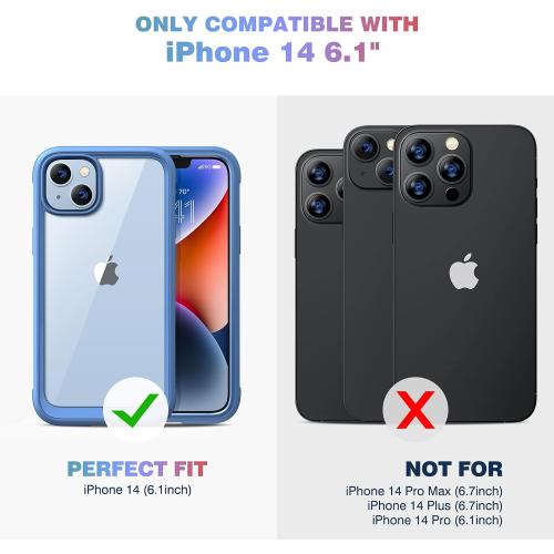 Diaclara Designed for iPhone 14 Case, Full Body Rugged Case with Built-in Touch Sensitive Anti-Scratch Screen Protector, with Camera Lens Protector for iPhone 14 6.1 (Elegant Blue)