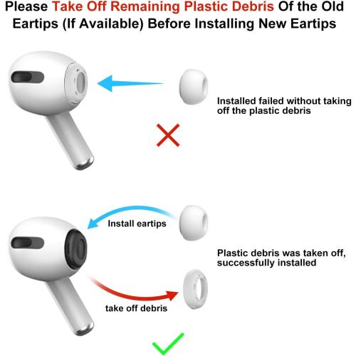 [3 Pairs] Replacement Ear Tips for AirPods Pro and AirPods Pro 2nd Generation with Noise Reduction Hole, 3 in 1 Cleaner Kit for AirPods 1 2 3 Pro/Pro 2, Silicone Ear Tips for AirPods Pro (S/M/L)