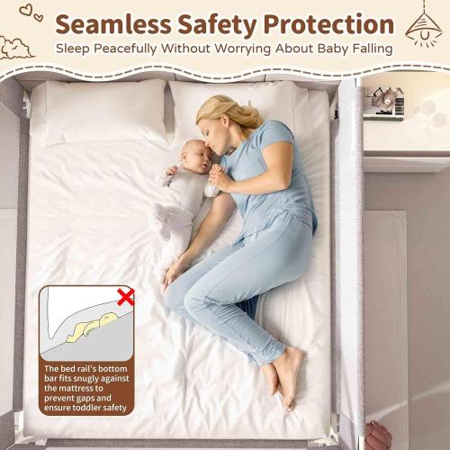 3-Piece King Size Bed Rail for Toddlers - Height Adjustable Baby Bed Rail Guard with Headboard Rod,Safety Bed Rails for King Size Bed with Child Lock(78.74x78.74x74.8 Inch)