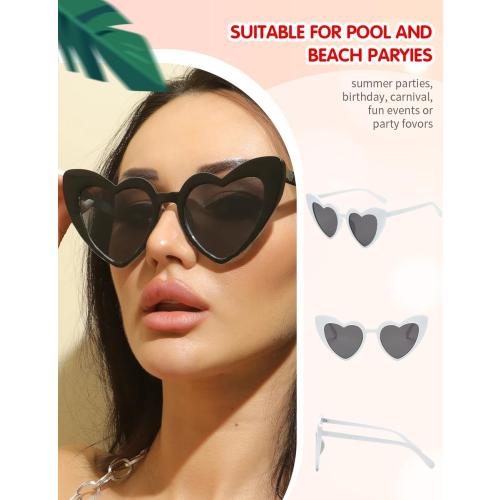 Women Fashion Heart Sunglasses 12 Pack Heart Shaped Sunglasses for Women Vintage Love Cat Eye Retro Glasses