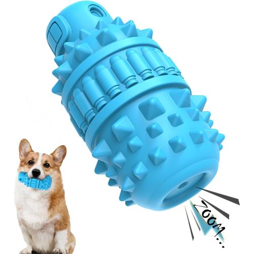 PIFFZEDO Dog Toys for Aggressive Chewers,Interactive Natural Rubber Chew & Squeaky Toy for Medium Breed Only(Not for Small Dog),Dog Toothbrush,Tough & Durable (Azure,Medium)