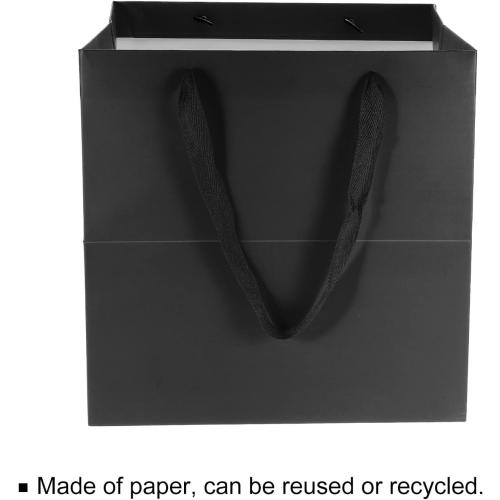 PATIKIL 12x12x12 Inch Square Paper Bag with Handle, 5 Pack Bouquet Packaging Gift Bag for Party Favor, Black