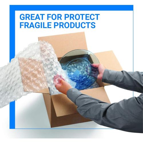 Bubble Cushioning Wrap Rolls, 3/16 x 12 x 72' ft Total [2 Rolls of 36 Feet] Perforated Every 12, 20 Fragile Stickers for Packaging, Shipping, Mailing