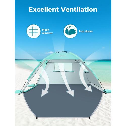 Glymnis Beach Tent Sun Shelter for 3 Person, UPF 50 , Easy Setup, Green
