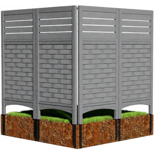 Mrosaa Outdoor Fence Privacy Panels,Resin Privacy Fence Panels for Outside,Air Conditioner/Trash Can/Pool Equipment Enclosure 4-Pack(Grey)