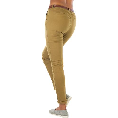 Small ToBeInStyle Women's Belted Bengaline Ankle Length Pants active usa