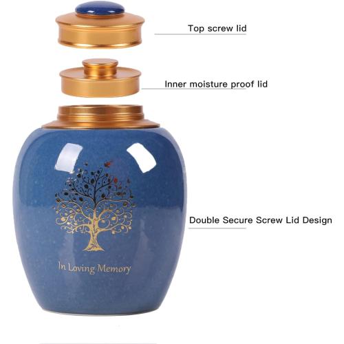 Medium Urn for Human Ashes - Tree o Life Handicrafted Cremation Urn - Beautiful Keepsake Urns - Small Urn for Human Ashes Made of Ceramic - Hold 65 Cubic inches Human or Pet Ashes