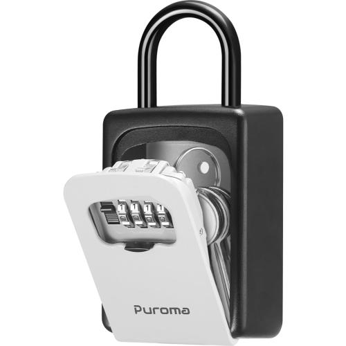 Puroma Lock Box, Large Key Lock Box Resettable Combination Code Lockbox, Portable Wall Mount Lockbox Security Safe Box for Outside Outdoor Home Office Door Handle House Key, Gray (1 Pack)