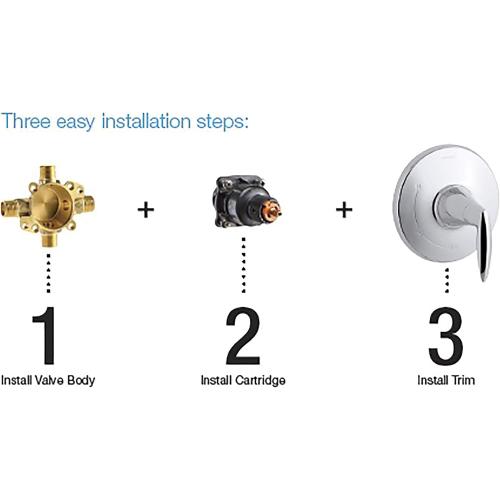 KOHLER K-8304-KS-NA Rite-Temp Pressure-Balancing Valve Body and Cartridge Kit without Service Stops, Shower Valve System, 5.0 GPM, Simple Installation & Maintenance