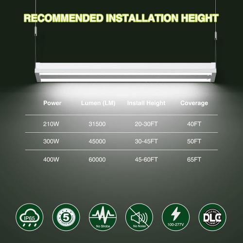 YXL 4 Pack 210W LED Linear High Bay Shop Light, Larger Central Lighting Area, 31500LM, 120-277V, 0-10V, 5000K, Commercial Linear High Bay Led Shop Lights for Warehouse Industrial Garage Workshops,