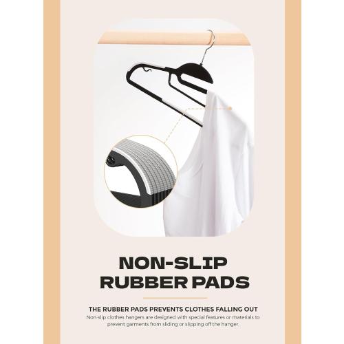 HOUSE DAY Black Plastic Hangers 30 Pack, Slim Space Saving, Non Slip Clothes Hangers with Rubber Pads, Sturdy Heavy Duty Coat Hanger for Closet, S-Shaped Hanger for Shirt, Suit, Pant, Skirt
