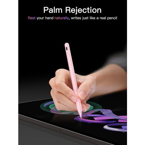 Stylus Pen for ipad 2018-2026, USB-C Fast Charging Pencil, Pixel-Perfect Tilt Sensitivity for iPad 11/10/9/8/7/6/A16, iPad mini 7/6/5, iPad Air M4/3/2 11/13/5/4/3, iPad Pro M5/4 13/12.9″/11″ Pink