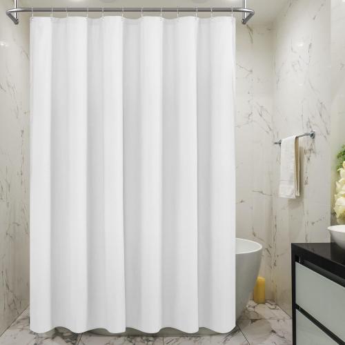 Mrs Awesome Embossed Microfiber Extra Long Shower Curtain Liner 71 x 96 inches, Soft Fabric Shower Curtain Washable and Water Repellent,71x96, White