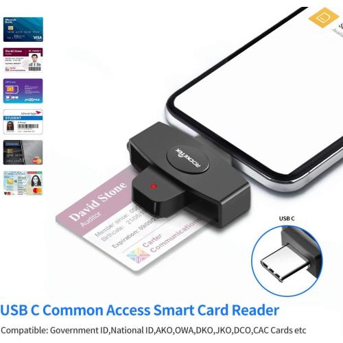 Type C CAC Reader, DOD Military USB C Common Access CAC Card Reader, Mini Portable USB Smartfold Type C Smart Card Reader SIM Card Reader Compatible with Windows, Mac OS