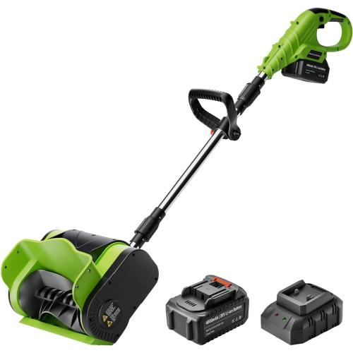 12-Inch 20V Cordless Electric Snow Shovel - 16ft Throwing Distance, Battery Snow Blower for Driveway, Sidewalk, Walkway, Deck & Patio (20V 4Ah Battery & Quick Charger Included)
