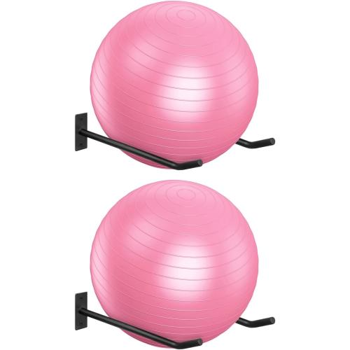 Metal Exercise Ball Holder Wall Mount(Set of 2),Black Yoga Ball Stand Holder,Stability Ball Holder for Yoga Balls in Home Gym or Studio