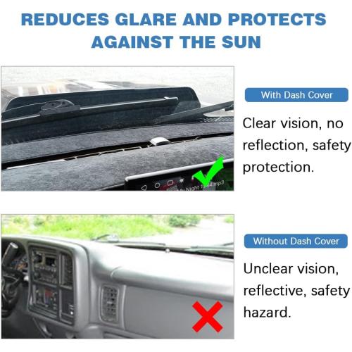 Dashboard Cover Compatible with 1999-2006 Silverado 1500 2500 3500 GMC Sierra Pickup 2000-2006 Avalanche Tahoe Suburban GMC Yukon Dash Cover Mat Black Premium Carpet