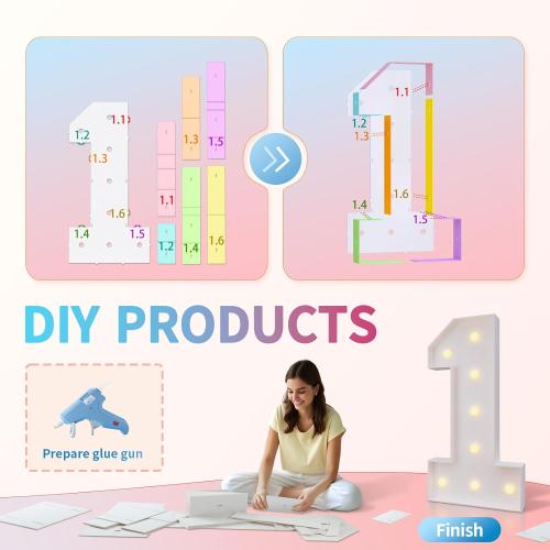 imprsv 3FT Marquee Numbers 21, Light Up Numbers for 21st Birthday Decorations Anniversary Party Decor, Number 21 Light Up Number, Pre-Cut Foam Board Kit