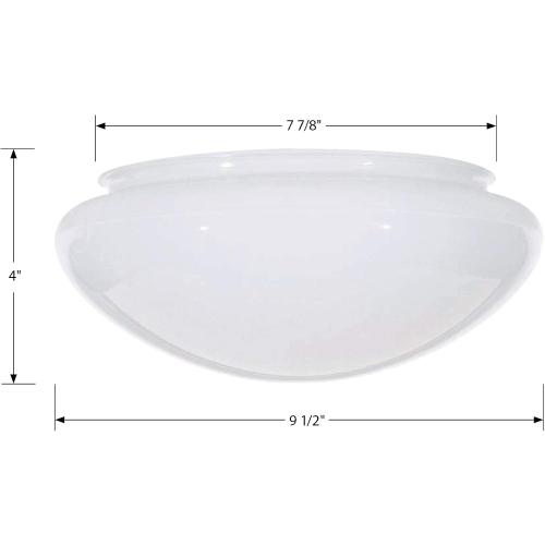 Satco 50-330 9.5-Inch Replacement Mushroom Glass Shade, 7-7/8 Inch Fitter, White (50/330) Look at pictures with dimensions BEFORE purchasing