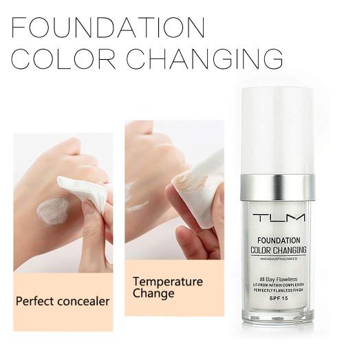 5PCS missing 2 items TLM Colour Changing Foundation Makeup Set Matte Liquid Full Coverage Oil Control Breathable Invisible Cover Concealer Foundation with Face Primer, Foundation Brush, Makeup Sponge