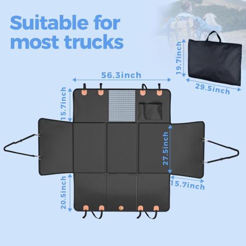 Back Seat Extender for Dogs, Hard Bottom Dog Car Seat Cover for Truck Back Seat, Dog Hammock for Car, Upgraded PU Leather Material, Larger Space, Holds 400lbs