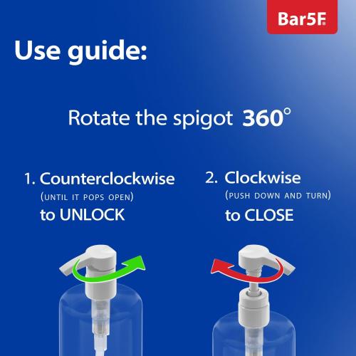 Bar5F Pump Bottle 32-Ounce 1-Liter Empty for Shampoo Conditioner Body Wash Lotion BPA-Free Crystal-Clear 2Pk