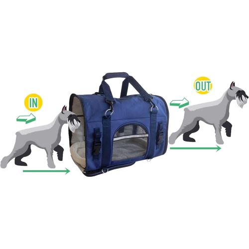 6-in-1 Sturdy Pet Carrier Backpack, Front Pack, Shoulder Bag, Pet Hand Bag, Car Seat Crate, Soft-Sided pet Carrier, Small Dog & Cat Travel Carrier, Size Large for Pets 18-21” Long, by Natuvalle.