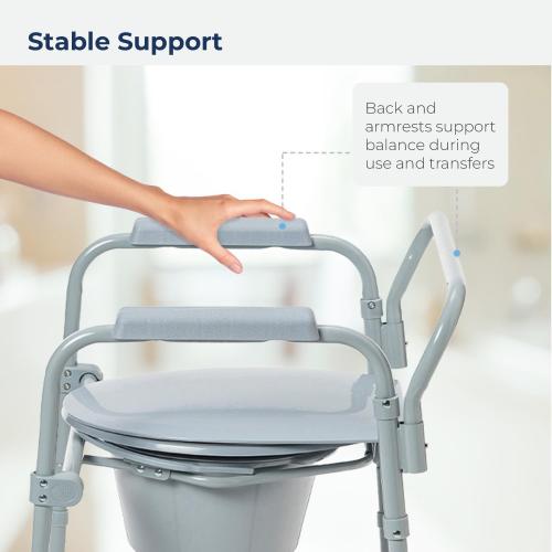 Drive Medical Folding Steel Bedside Commode Chair - 3-in-1 Portable Toilet - Adjustable Height - 350 Lb Weight Capacity - 7.5 Qt Bucket - Adult Commode - Grey‼️light dirt and good condition‼️