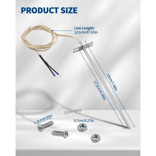 7 RTD Temperature Probe Sensor, 304 Stainless Steel Replacement for Traeger Grill Probe, PT1000 Internal Ambient Probe with 47 Cable, Compatible with Traeger and Z-Grill Pellet Grills