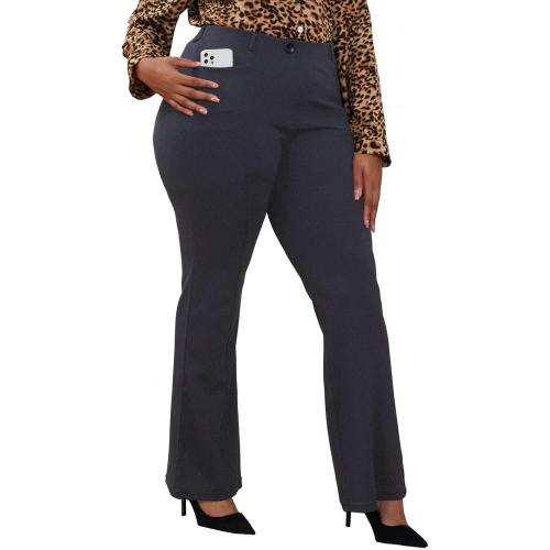 Size 34L BLACK Wrinkle-Free Stretch Dress Pants Plus Size for Women Pull-on Pant Ease into Comfort Office Pant