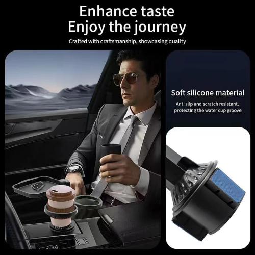 5 in 1 Car Cup Holder Expander with Phone Holder & 2 Food Table Tray & 2 Cup Holder for Drink/Snacks/Humburgers